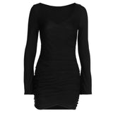 Women Dresses Spring Sexy V-neck Long-Sleeve Dress