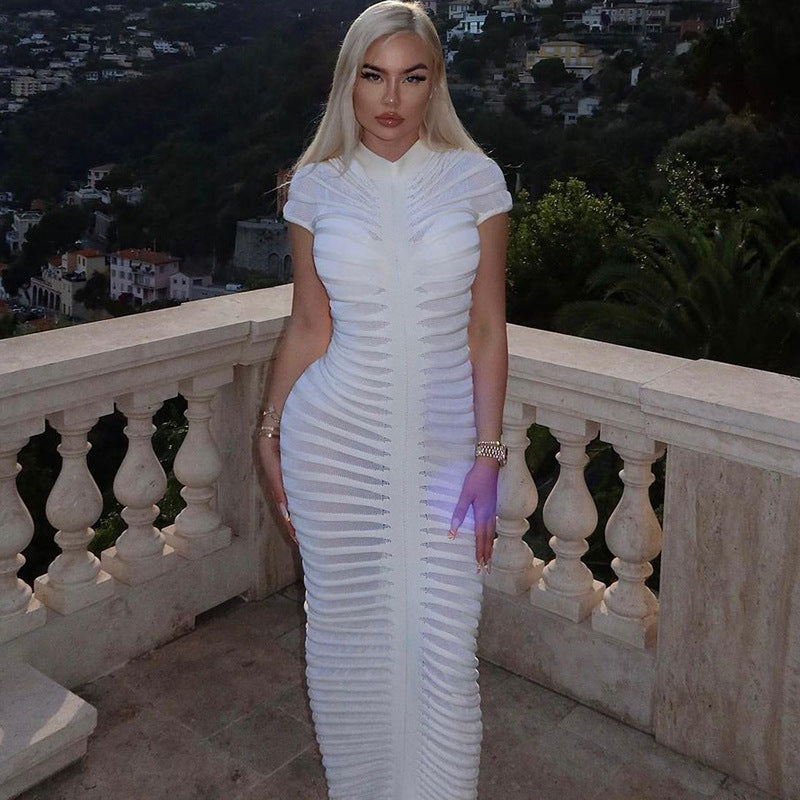 Women Dresses Sexy Long Cardigan Short Sleeve Dress