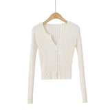 Women Sweater Knitwear V-neck Long-Sleeve Knitwear Spring and Autumn Thin Cardigan Sweater
