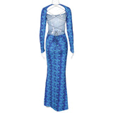 Women Dresses Spring Sexy Backless Slit Slim Fit Long Sleeve Dress