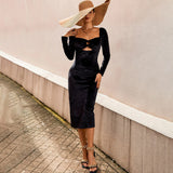 Women Dress Autumn Winter Sexy Hollow Velvet Dress