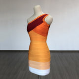 Women Evening Dress Rainbow Dress Striped Sheath Bandage One-Piece Dress Dress