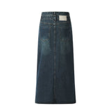 Women Long Skirt Slit Half-Length Jeans Loose Straight Dress