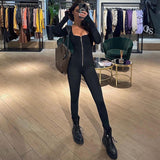 Women Jumpsuit Winter Slim-Fit Zipper Long Sleeve Jumpsuit