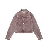 Women Jacket Pocket Washed and Worn Denim Coat Lapel Denim Jacket Jacket