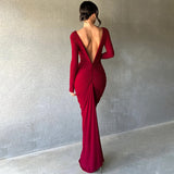 Women Dresses Summer Sexy V-neck Slim-Fit Long Sleeve Dress