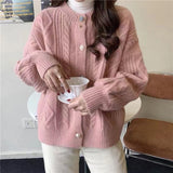Women Knitwear Autumn Winter Retro Sweater Coat Knitted Cardigan