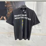 Mens T-shirts Saint Michael Candle Letter Vintage Washed Old Short Sleeves