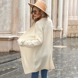 Women Knitted Sweater Autumn Sweater Long Sleeve Solid Color Long Cardigan Jacket