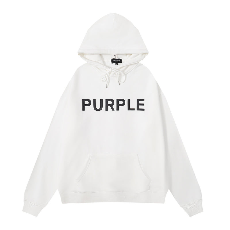 Purple Brand Hoodie Letter Print Loose Casual Hoodie Sweater