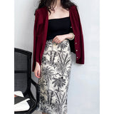 Women Skirt Vintage Oil Painting Skirt Autumn