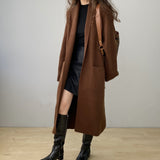 Women Cardigan Sweater Baggy Coat Lapel Cardigan Coat Mid-Length Sweater 8t7237