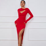 Women Dress Long Skirt Slim Fit Sheath Tight Skirt Sexy Long Sleeve Dress