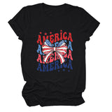 America Bow Short Sleeve Women's Fashion T-Shirt