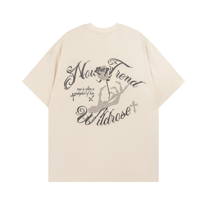 Men T Shirt Vintage Skull Print Short Sleeve T-shirt