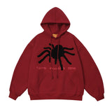 Men Hoodie Spider Flocking Embroidered Couple Hooded Sweater Men's and Women's Hip Hop Oversize Hoodie