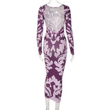 Women Dresses Fall Slim Fit Backless Long Sleeves Dress