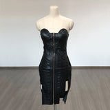Women's Evening Dress PU Leather Dress Tight Dress