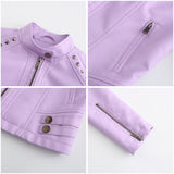 Red Leather Jacket Women's Rivet Leather Coat Spring and Autumn Jacket