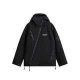 Unisex Winter Cotton Coat Pocket Decorative Hooded down Jacket Vintage Oblique Zipper down Jacket