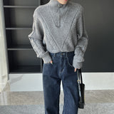 Women Winter Knitted Sweater Zipper and Lapel Autumn Sweater Coat Sweater 8t8263
