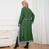 Women Date Dress Long Sleeve Thin-Strap Nightgown Autumn and Winter Broken Lace Cardigan Long Coat