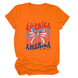 America Bow Short Sleeve Women's Fashion T-Shirt