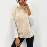Women Knitted Sweater Autumn Turtleneck Sweater with Short Sleeves