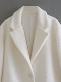 Women Woolen Coat Autumn and Winter Solid Color Suit Collar Mid-Length Double Breasted Woolen Coat