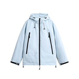 Unisex Winter Cotton Coat Zipper Pocket Decorative Hooded down Jacket Retro Loose down Jacket