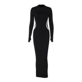 Women Dresses Fall Slim Fit round-Neck Long-Sleeved Dress