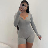 Women Jumpsuit Spring Sexy Slim Fit Bodysuit (Hawthaw0412)
