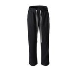 MIJKO Men's Vintage Pants MIJKO Forked Pants Men's and Women's Drawstring Terry Splicing Casual Pants