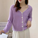 Women Knitwear Autumn V-neck Sweater Loose Knitted Cardigan