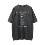 Men Vintage T-Shirt Short-Sleeved T-shirt Men's Loose Wash Distressed round Neck Top Casual