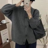 Women Knitwear Autumn and Winter round Neck Sweater Loose Knitted Cardigan