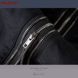 MIJKO Mens Vintage Pants Zipper-embellished Drawstring Slacks