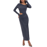 Women Dress Fall/Winter Slim Sexy Cutout Hip Bag Party Dress