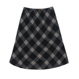 Women's Long Skirt Plaid A- line Skirt Women's Summer Casual Loose Bow Skirt