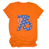 Fashion T-shirt 1776 pattern print crew neck short sleeve summer