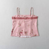 Women Tops Summer Lace Printed Suspenders Backless Short Sexy Top