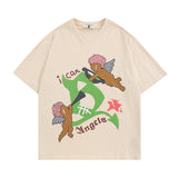 Men T Shirt Angel Print Short-Sleeved T-shirt Men and Women Loose Couple Tee