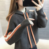 Women Knitwear Autumn and Winter Hooded Pullover Sweater Loose Casual Sweater