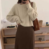 Women Knitted Pullover Autumn and Winter Gray Sweater Loose Sweater