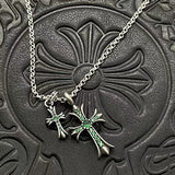 Chrome Hearts Necklace Vintage Double Cross Diamond Pendant for Men and Women
