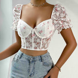 Women Party Tops Lace Short Sleeve Top Vest