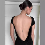 Women T-shirt Summer round Neck Backless Sexy Top T-shirt