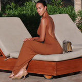 Women Dresses Spring Sexy Backless Slim Fit round Neck Sleeveless Split Dress