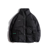 Unisex Winter Cotton Coat Three-Dimensional Pocket Hooded down Jacket Retro Workwear down Jacket