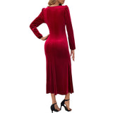 Women Dress V-neck Slit Sheath Skirt